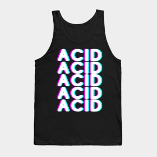 Trippy ACID glitch design for ravers, party people and hallucinogen enthusiasts in pink, blue and white Tank Top